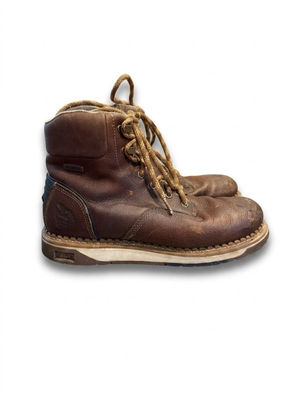 Georgia Boot Work Boots Brown Leather Waterproof Moc Toe Utility Mens Size 9